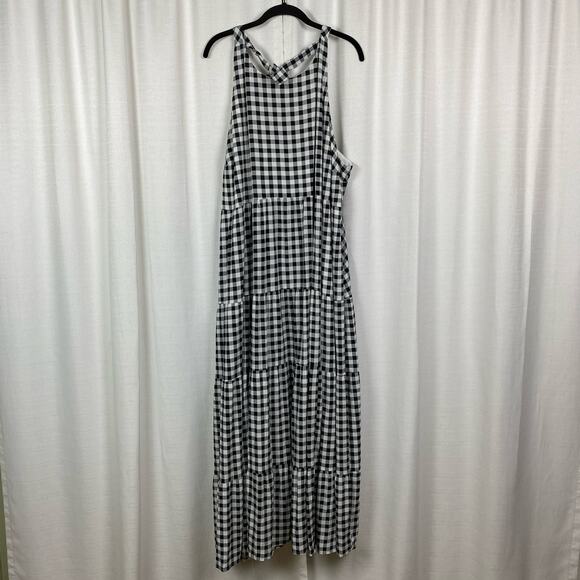 Torrid Black Gingham Gauze Halter Tiered Maxi Dress Sz.3 NWT - Picture 5 of 16